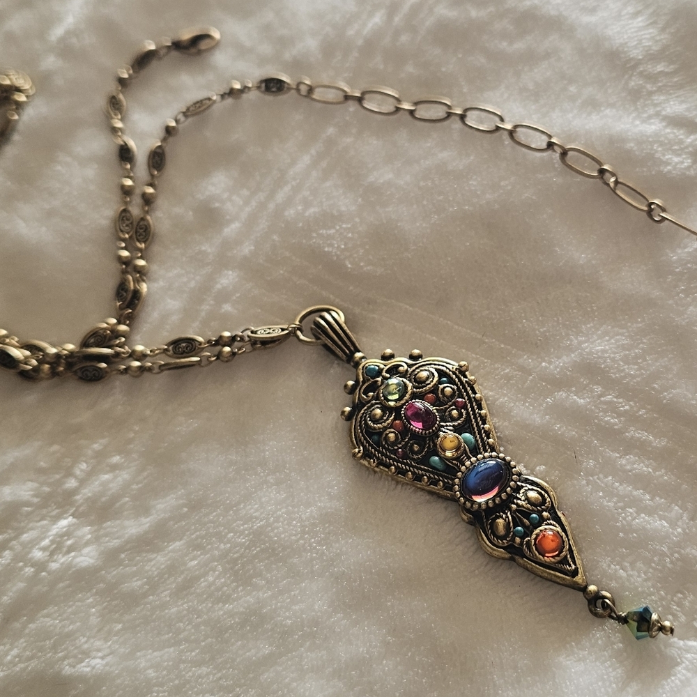 Michal Golan Elegant Gold Multicolor Pendant Necklace
